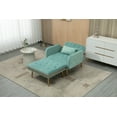 thumbnail image 3 of Modern Chaise Lounge with Ottoman, Velvet Upholstered Recliner Chair, Convertible Sleeper Sofa Bed with 3 Reclining Angles and One Pillow, Living Room Accent Chair with Golden Metal Trims, Mint Green, 3 of 6