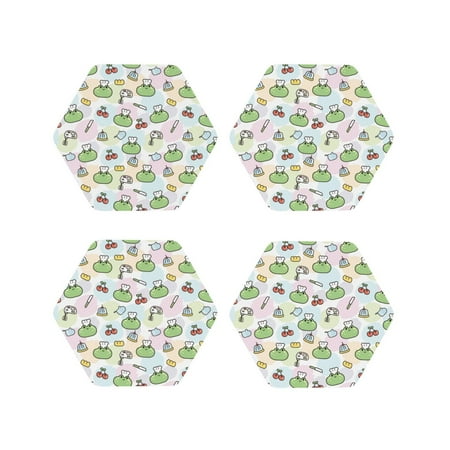 

Fuzoiu Frog Wear Chef Hat Print Leather Coasters Set Drink Coasters Set of 4 for Tabletop Protection Durable PVC Coasters Home Décor and Housewarming Gift-Hexagon