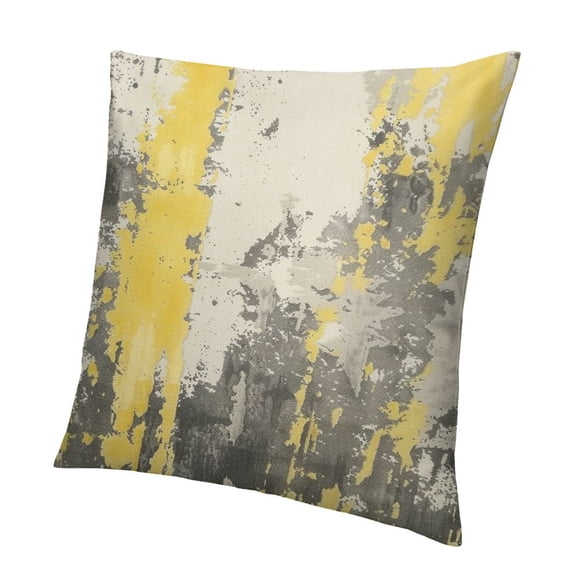 BANET Decorative Throw Pillow Case , Yellow and Gray Carpet Pattern Cushion Cover Short Plush Pillowslip for Couch Bed Sofa, Double-Sided Printed 12x12in