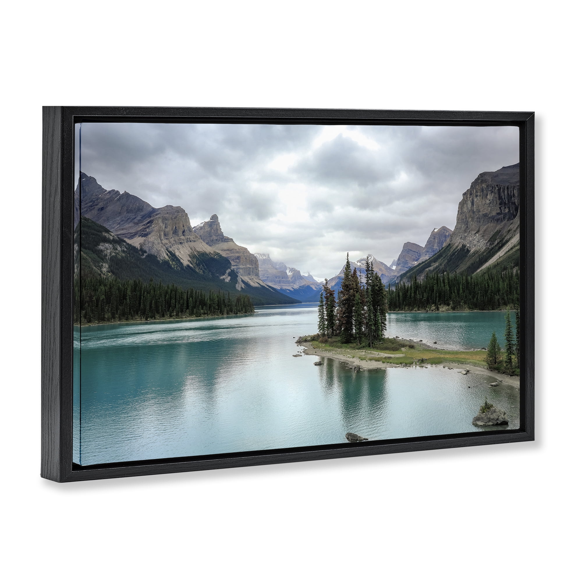 Stupell Industries Peninsula Vast Lake View Landscape & Nature Photography Black Floater Framed Canvas Art Print Wall Art, 25 x 17