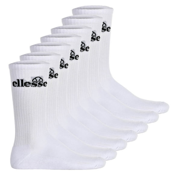 ellesse Unisex Calcetines deportivos, 7 pares - Trego Sport Sock, Calcetines de Tripulación, Tenis, Puño Acanalado, Logotipo Blanco 36-38