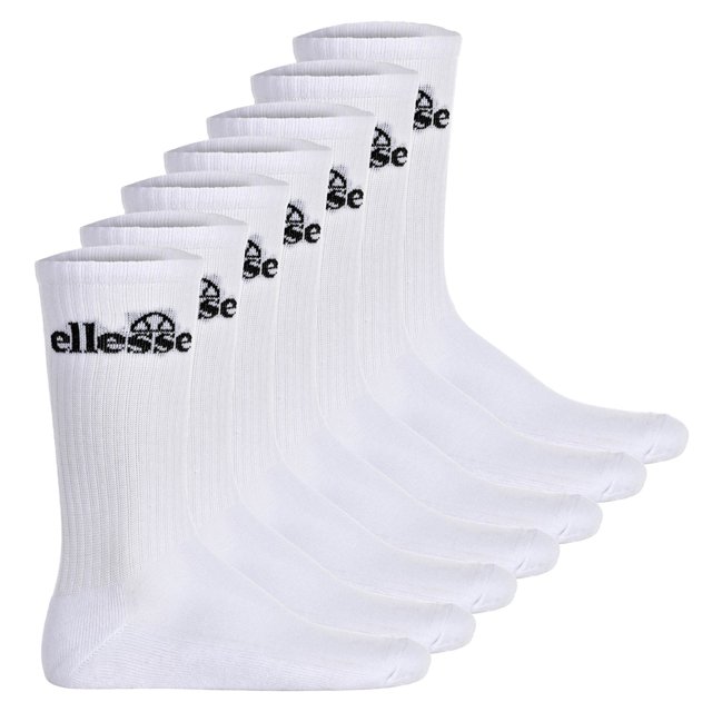 ellesse Unisex Calcetines deportivos, 7 pares - Trego Sport Sock, Calcetines de Tripulación, Tenis, Puño Acanalado, Logotipo Blanco 36-38