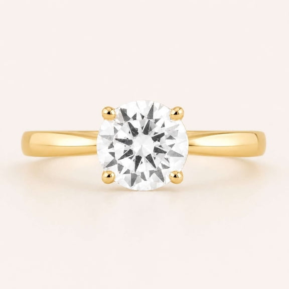 vylahjewellery 1.5Ct Moissanite Ring in 10K Yellow Gold Ring, Women's Wedding Ring, Round Diamond Solitaire Engagement Ring, 4 Prong Anniversary Ring