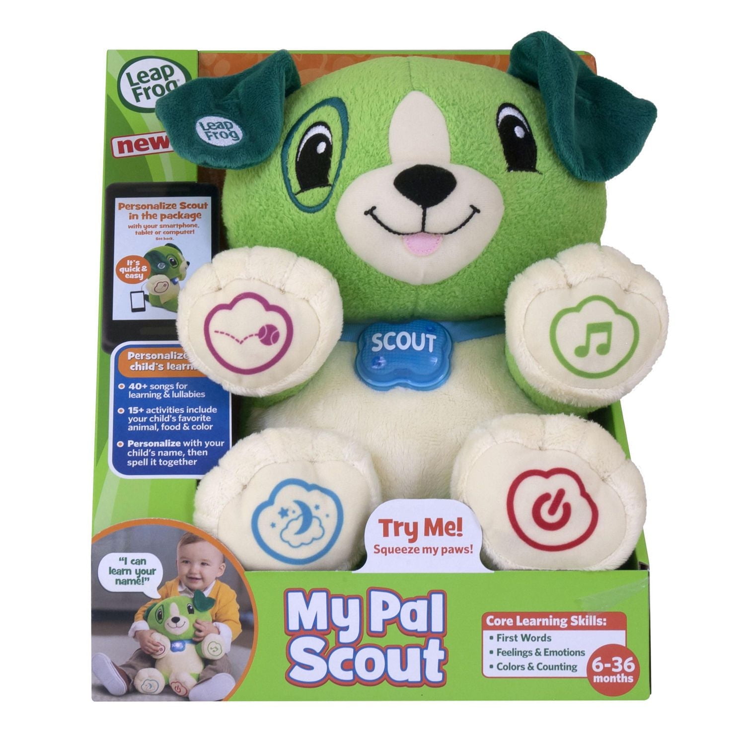 LeapFrog Mon Ami Scout, peluche pour bébé, musique et berceuses, contenu éducatif pour les bébés et les jeunes enfants