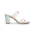 thumbnail image 4 of BLISSFUL STEP Women's Strappy Block Heel Slides Mules Sandals Pink 8.5, 4 of 9