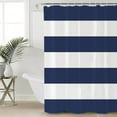 thumbnail image 5 of Navy Blue Stripe Shower Curtain, 72" x 72", Simple Style Striped Blue and White Waterproof Bathroom Curtain Washable Shower Curtain Set with 12 Hooks, 5 of 6