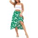 thumbnail image 3 of VISgogo Falda irregular con dobladillo con volantes para mujer, vestido de cintura ceñida con estampado de flores, azul marino / verde / albaricoque / rojo vino VISgogo moda, 3 of 7