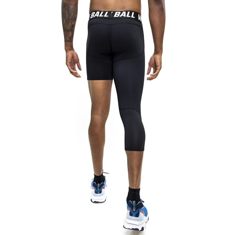 We Ball Sports Athletic Men's Single Leg Sports Tights  One Leg Compression  Base Layer Leggings for Men (3/4, Black) 