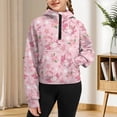 thumbnail image 3 of Chririnla Cartoon Axolotl Cherry Blossom Girls Half Zipper Sweatshirts Girl Half Zipper Sweatshirt with Pocket Casual Pullover Athletic Zip Up Lightweight Sweatshirt Size 7-8, 3 of 7