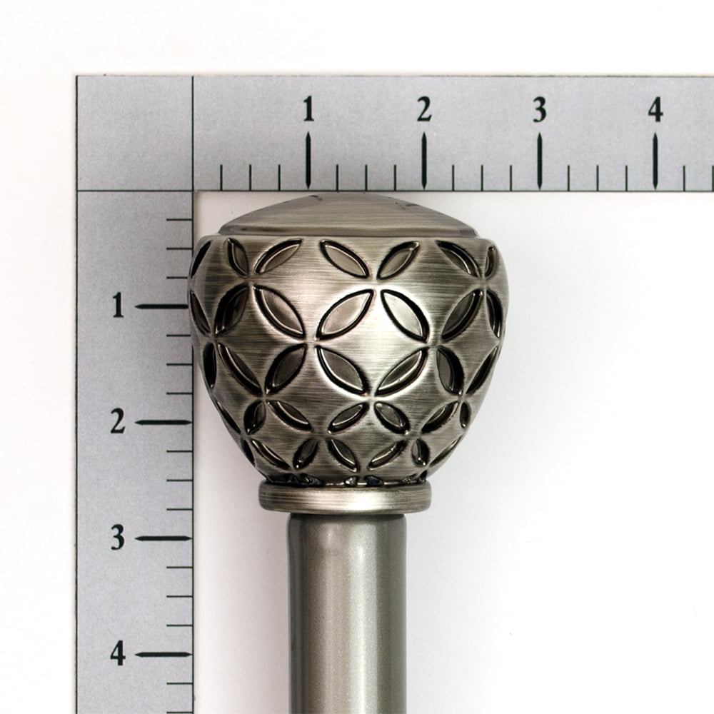 Lumino 1" and 5/8" Pewter Ember Knob Adjustable Double Curtain Rod Set, 42"-120"