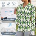 thumbnail image 6 of Jeiento Women's Green Argyle Golf Shirts, V Neck Outdoor Tops, Long Sleeve Moisture Wicking Quick Dry Lightweight Top for Tennis, Gym and Workout, 6 of 7