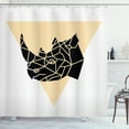 thumbnail image 1 of Rhino Shower Curtain, Angular Animal Motif with Triangle Background Modern Graphics, Fabric Bathroom Set with Hooks, 69W X 84L Inches Extra Long, White Beige and Charcoal Grey, by Ambesonne, 1 of 3