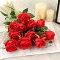 thumbnail image 2 of Flores artificiales CHAO 12 piezas rosas terciopelo Rojo, 2 of 5