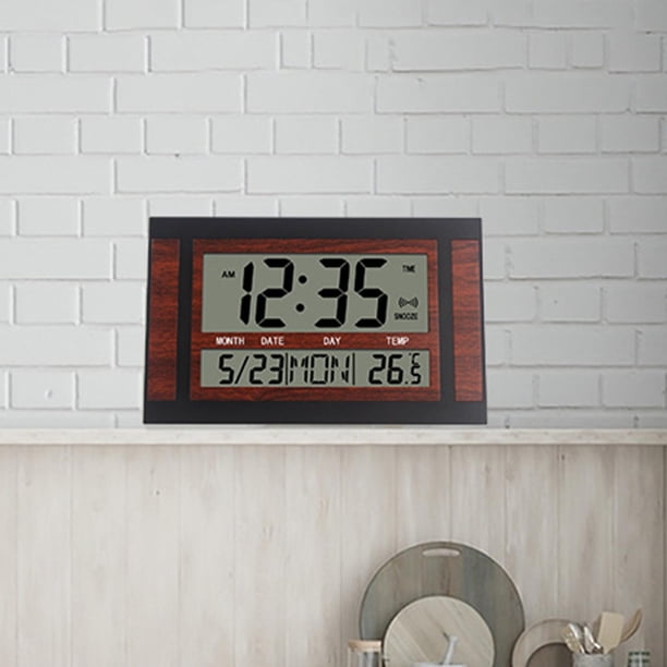 Relojes de pared modernos, función de repetición, funciona con pilas, pantalla , de noche, temperatura interior, colgante o escritorio Digit , negro rojo C rojo negro