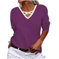 thumbnail image 2 of ICHUANYI Clearance Ladies Fashion Retro Color Long Sleeve V-neck Shirt Woman Casual Loose ICHUANYI "ICHUANYI", 2 of 5