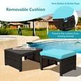 thumbnail image 3 of SAZYY 2 Piece Outdoor Wicker Ottomans, Patio Rattan Footstool with Cushions, Solid Steel Frame, Multifunctional Ottomans for Poolside Backyard Balcony, Turquoise, 3 of 10