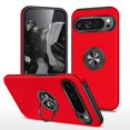 thumbnail image 1 of TopSave "Hidden Series" Solid Color PC Back Combine w/Inner Black TPU Bumper Kickstand Armor Case For Google Pixel 9, Google Pixel 9 Pro 6.3", Red, 1 of 1