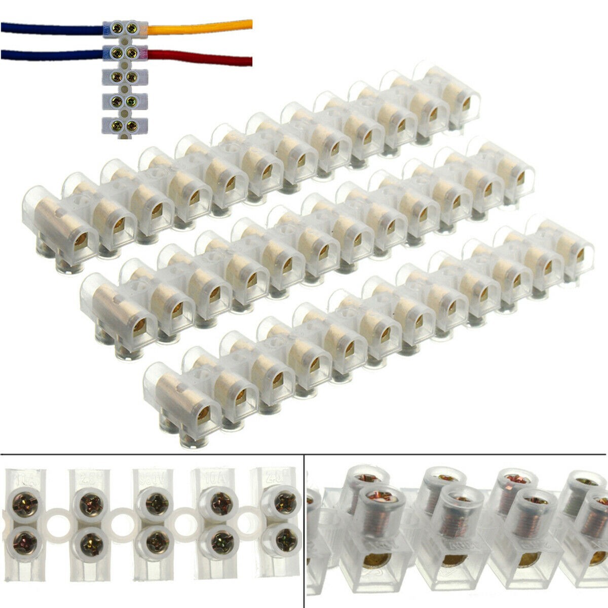 12 Way 3Amp TO 30Amp Connector Strip Electrical Chock Block Terminal