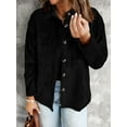 thumbnail image 4 of Women's Black Pocketed Button Ribbed Textured Shacket, 4 of 16
