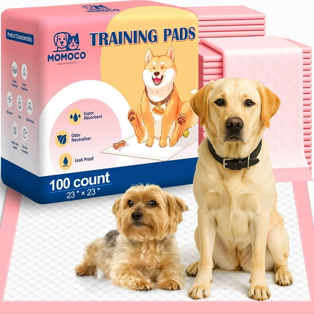 Puppy Pads MoMoco, 23 x 23 cm, color rosa, 100 unidades, para perros pequeños