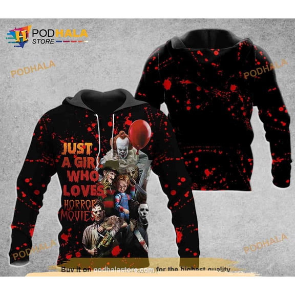 Just A Girl Who Loves Horror Movies Horror Characters Horror Halloween All Over Print 3D H