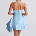 thumbnail image 4 of Women's Strapless Jacquard Mini Dress, Fit and Flare Graduation Party Cocktail Dress, 4 of 6