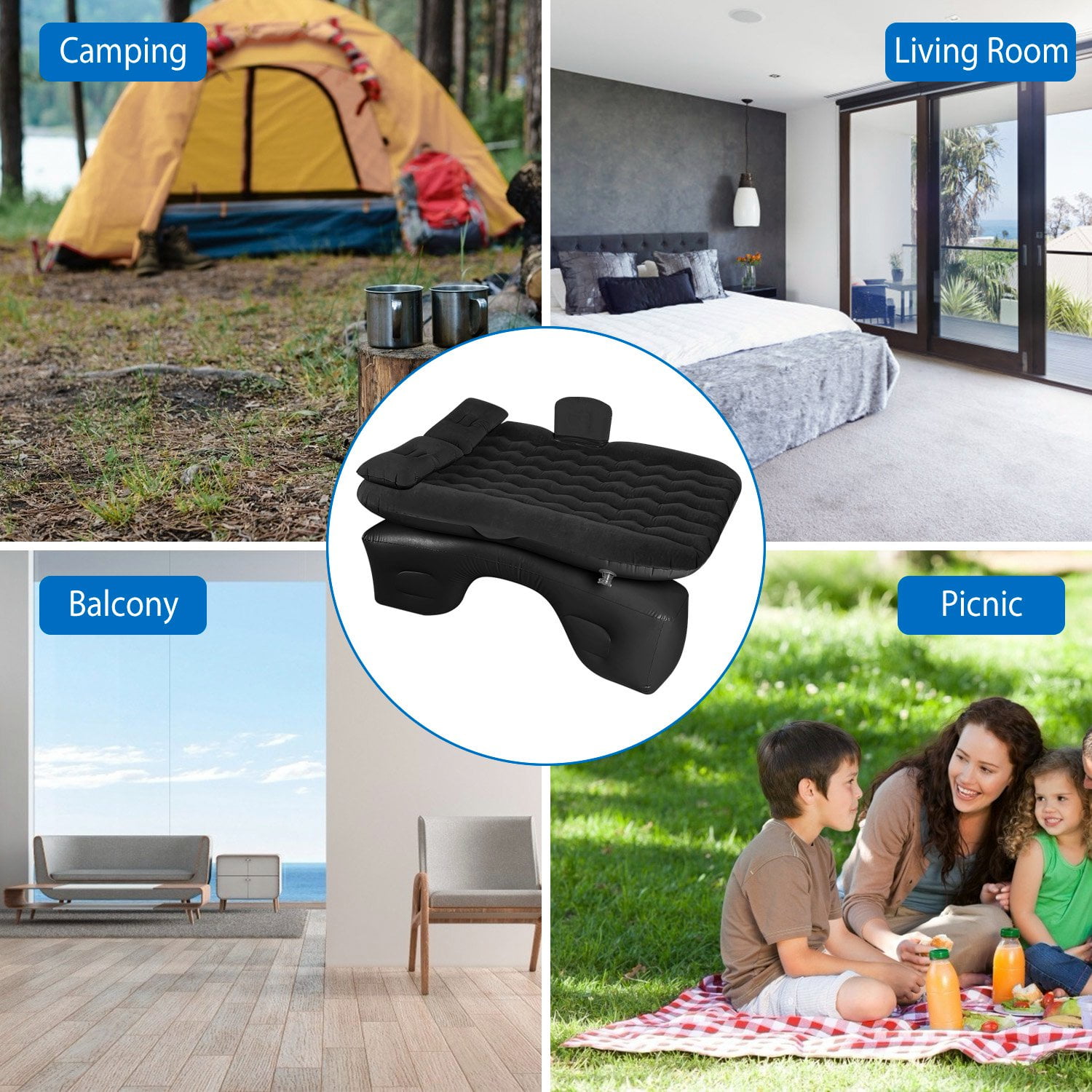 Inflatable Car Air Mattress Back Seat Bed with Pump Air Mattress Blow Up Bed for Travel Camping Sleeping for Car Universal SUV