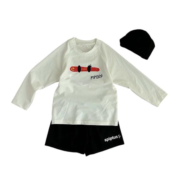 Jamsmile Toddler Boys Outfit Sets Swimwear Long Sleeve Tops With Shorts Two Piece Swimsuits Kids Boys Beach Swimming Suits