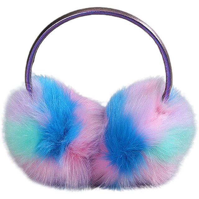 Ladies Ear Muffs Winter Soft Plush Earmuff Iridescent Gradient Multicolor Ear Warmers Winter Ear Muffs Fleece Ear Warmers Earmuffs for Girls (Color : 2, Size : One Size)