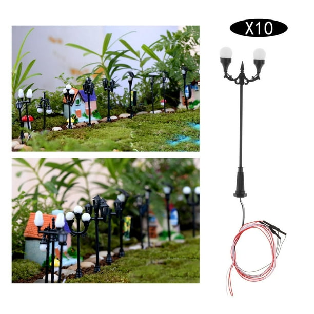10 piezas 1: 100 Mini luces accesorio de decoración de lámpara de jardín en miniatura blanco Yotijar Luces de los ferrocarriles del tren
