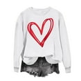 thumbnail image 2 of Fznquz White Women Sweatshirt Pullover Crewneck Long Sleeve Sweatshirt Love Heart Print Valentines Trendy Womens Clothes, 2 of 4