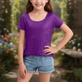 thumbnail image 6 of OGLCCG Girls Sequin Tee Shirts Sparkle Glitter Round Neck Casual Short Sleeve Party Tee Tops Summer Fashion Loose Club Blouse 4-15 Years, 6 of 7