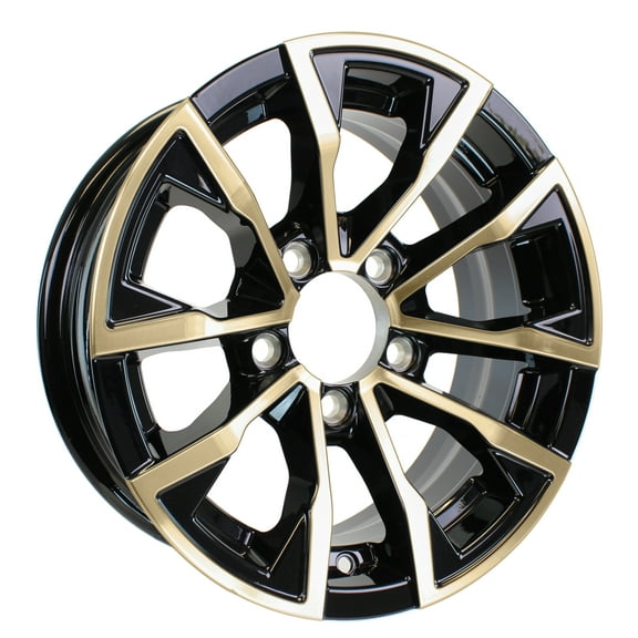 Brushed Gold Aluminum Trailer Wheel 14X5.5 14" Edge Style 5 Lug On 4.5" Center Rim
