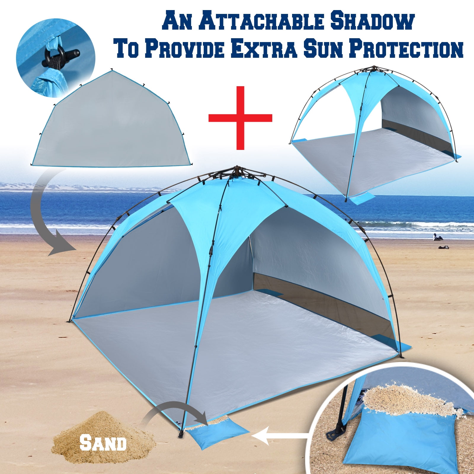 Strong Camel 8'x8' Instant Pop Up Beach Tent Portable Shelter Canopy Portable Waterproof Camping Shade Tent Outdoor