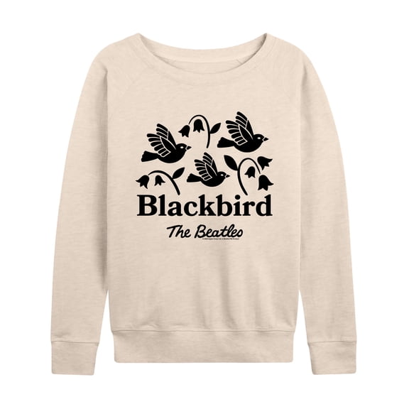 The Beatles - Blackbird Women's Lightweight French Terry Wide Neck Long Sleeve Graphic Shirt