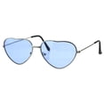 thumbnail image 2 of Girls Kids Size Metal Rim Heart Shape Valentine Sunglasses Silver Blue, 2 of 3