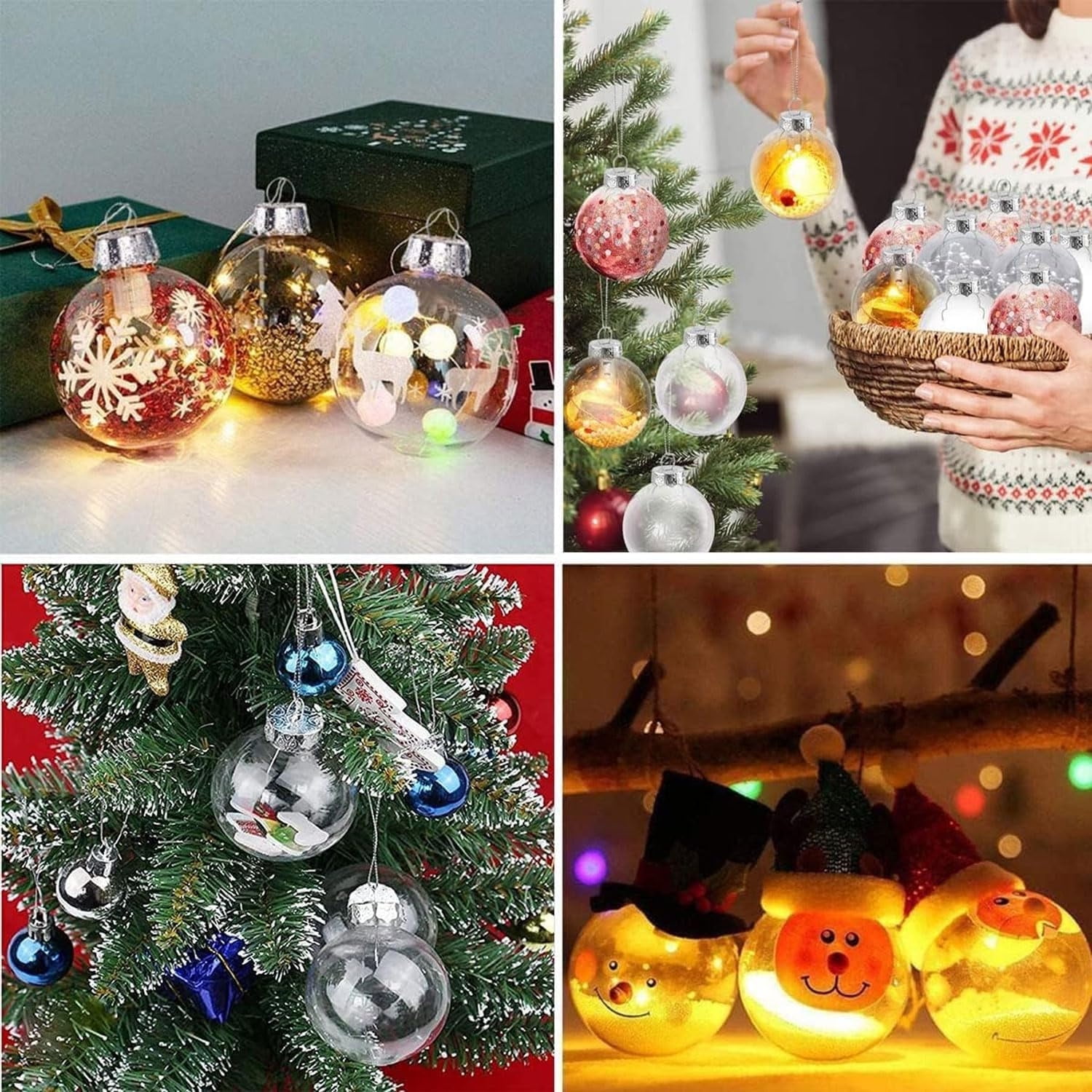 Fillable Ornament Balls,Clear Christmas Decoration Ball,12 Pcs 2.36 in Plastic Ornaments Balls,Sphere Christmas Decor Balls for Xmas Tree Wedding Birthday Home Decor,Christmas Gift