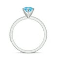 thumbnail image 3 of 1.74 CT Blue Topaz Moissanite Ring Side Stone Engagement Ring in Sterling Silver/ White Gold Plated Pear Shaped December Birthstone Wedding Ring, Birthday, Anniversary Jewelry, Ring Size 6, 3 of 4