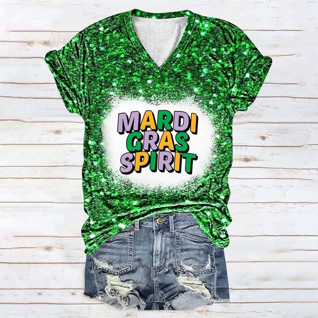 Fiudx Camisetas para Mujer Blusa de Manga Corta con Estampado de Carnaval para Mujer, Tops Informales con Cuello Redondo