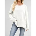 thumbnail image 4 of Oversized Sweaters for Women Casual Long Sleeve Crewneck Knit Cozy Pullover Sweater Jumper Top White S, 4 of 7