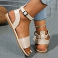 thumbnail image 6 of LOVZFMLL Flat Sandals for Women Open Toe Ankle Strap Summer Flat Shoes for Casual Outdoor Beach Vacation Walking Flats Beige 5.5, 6 of 8