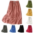 thumbnail image 2 of PUMISAS Casual Skirts For Women Soft High Elastic Waist Skirts Loose Ruffled Skirts With Pockets Solid Color Ankle Length Skirts, 2 of 5