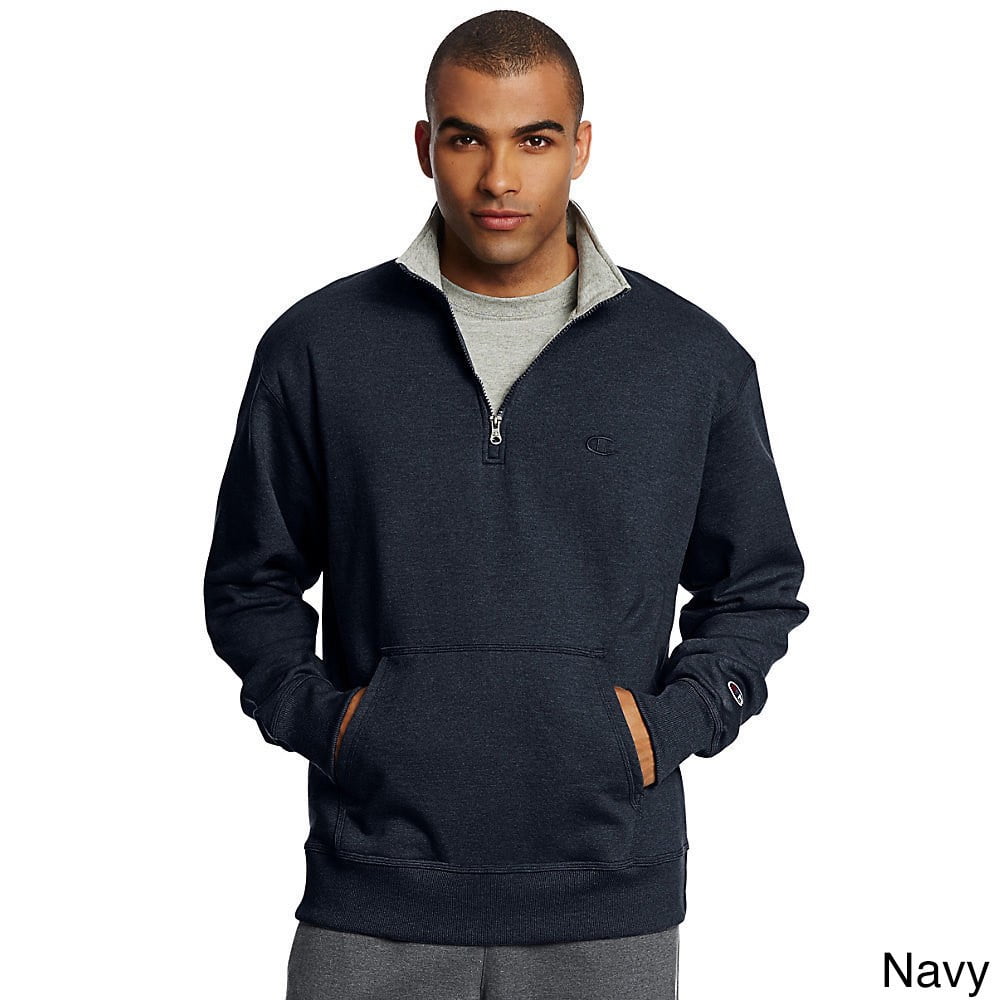 Champion Mens Powerblend Fleece 14 Zip Pullover_Granite Champion Mens Powerblend Fleece 14 Zip Pullover_Granite