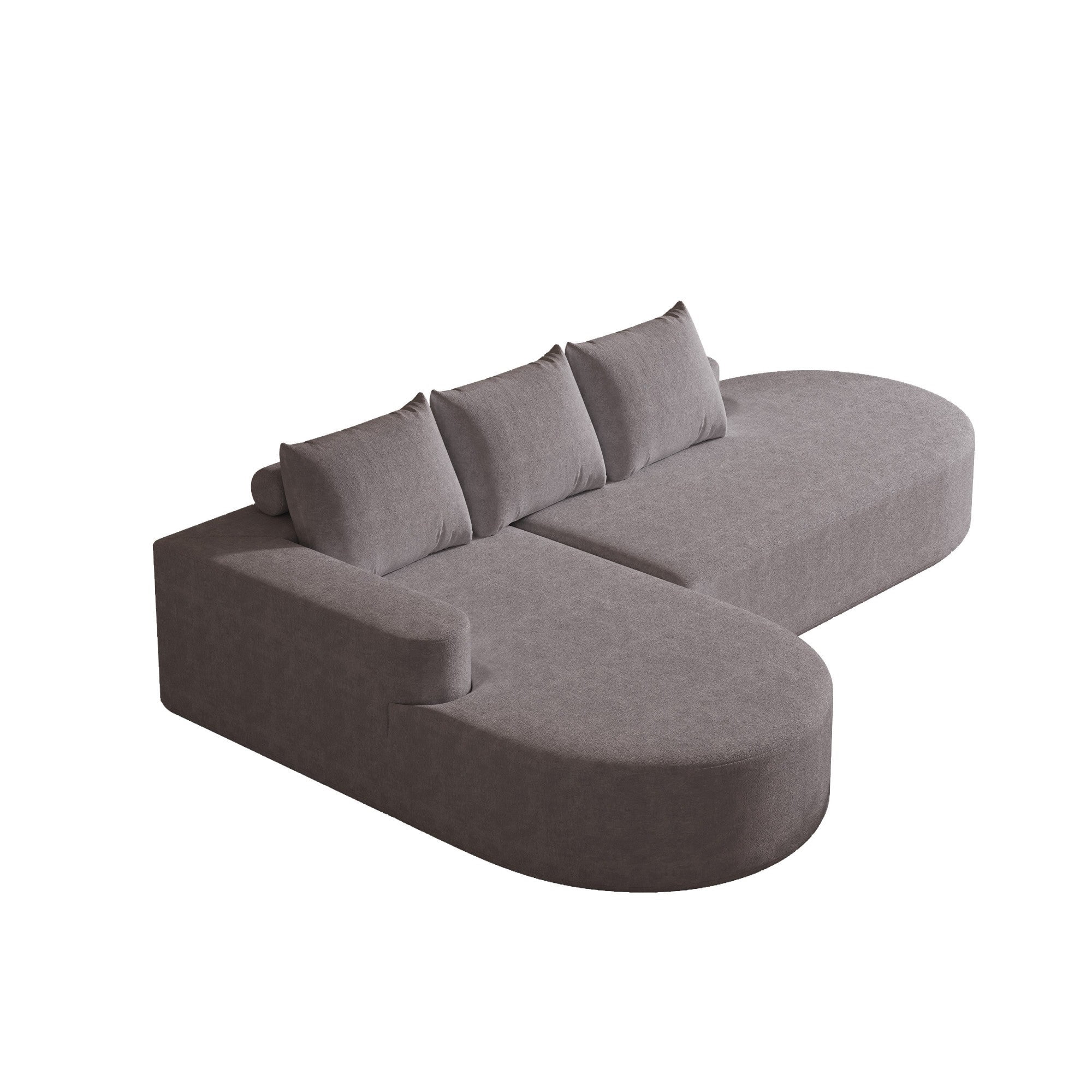 Sailvan 108.5" Modern Curved Chenille Sectional Sofa, Modular L-Shaped Couch with 3 Pillows Grey