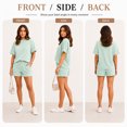 thumbnail image 5 of Carlikeit Casual Summer Matching Set for Women, Ribbed Short Sleeve Top and Shorts Outfit with Pockets, Loose Fit Cruise and Vacation Lounge Set, 5 of 6