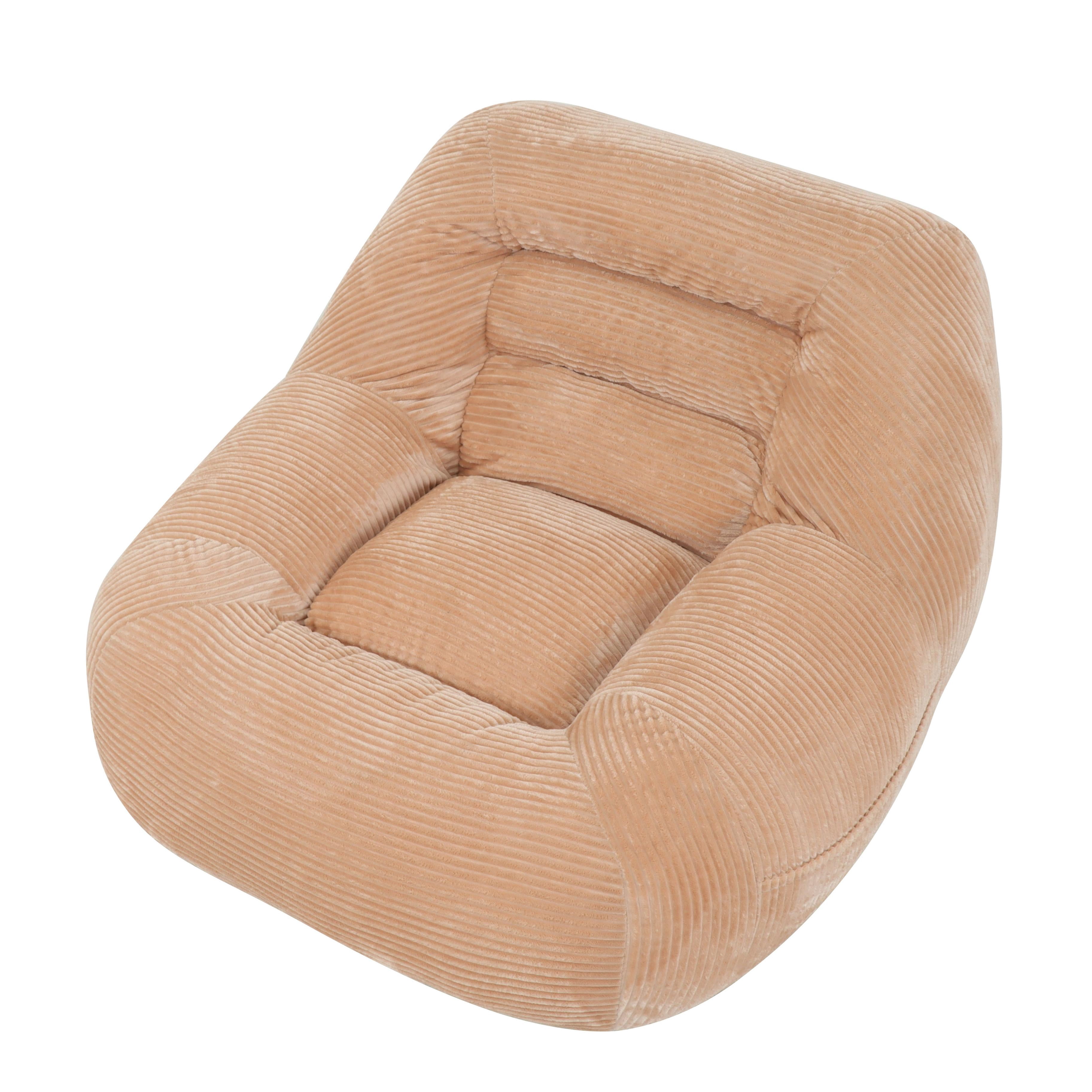 Corduroy Fabric Beanbag Couch for Living Room, Bedroom & Dorm, Cozy Fluffy Cloud Mini Couch,Pink