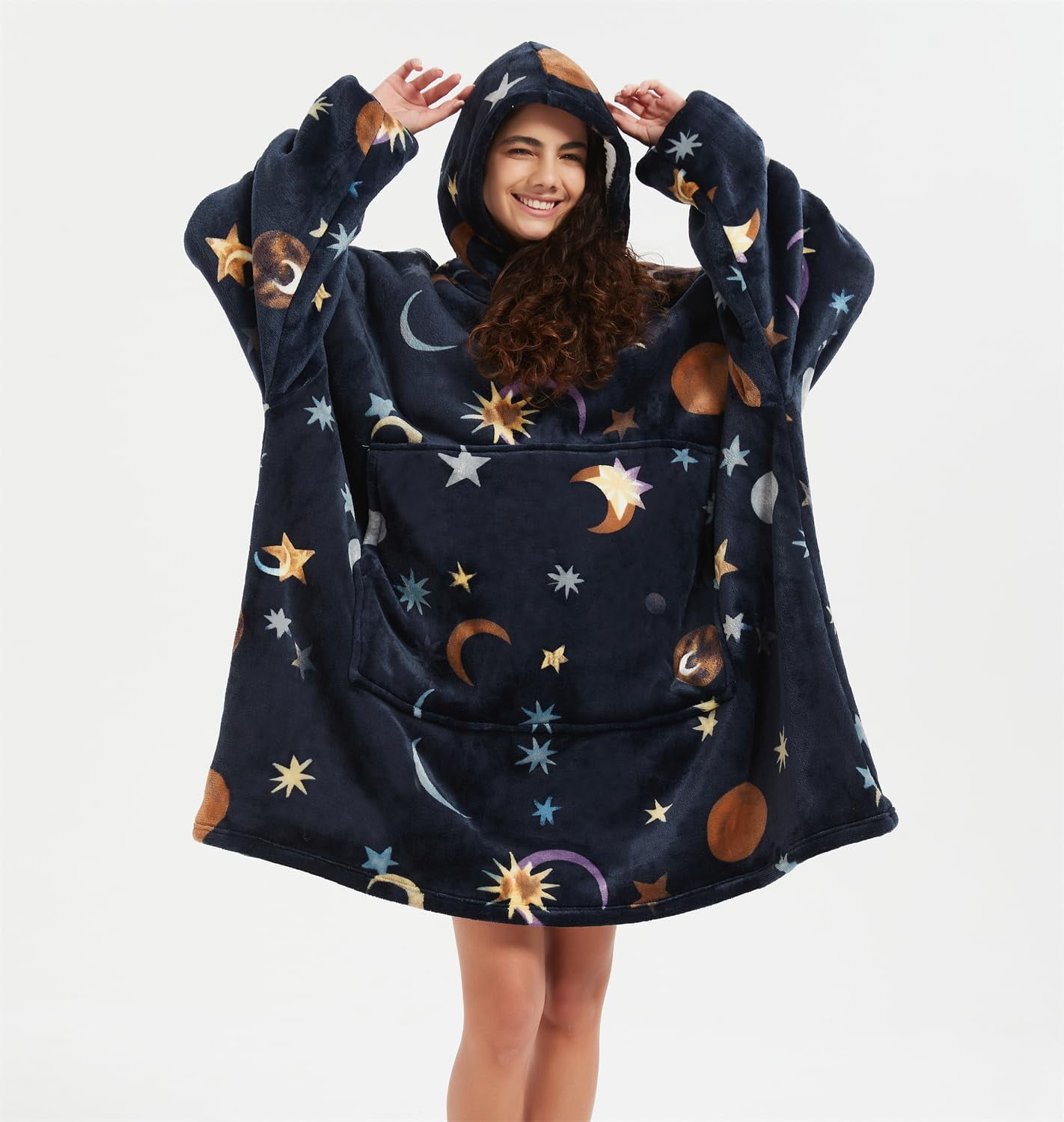 Moderong Wearable Blanket Hoodie Oversize Sherpa Fleece Hooded Blanket for Adults and Kids Snuggie Sweatshirt for Women Men
