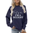 thumbnail image 4 of VISALY Pullover Crewneck Sweatshirt Graphic Sweatshirts Sweatshirt for Women Funny Letter Shirts Long Sleeve Pullover Fleece Sweaters Casual Sweaters Women's Pullovers Solid Sweatshirt Navy Xl, 4 of 6