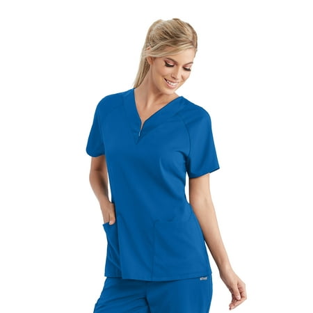 

Grey s Anatomy Women s GVST026 2-Pocket Zip Front Top-New Royal -Medium