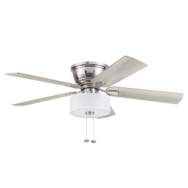Better Homes Gardens 52 Brushed Nickel Low Profile Ceiling Fan With Led Light Kit And Drum Shade Com - Can You Put Led Lights In A Ceiling Fan